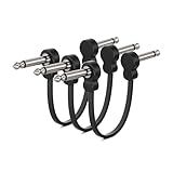 voltrish 3 Pack Guitar Patch Cables, Premium 5 Inch Right-Angle 1/4" TS Pedal Board Cable, Oxygen-Free Copper & Dual Shielding for Ultra Low Noise, Space Saving Flat Design Guitar Pedal Accessories