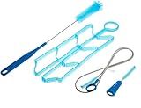 Spring.Rdus 4PCS Hydration Bladder Cleaning Kit, Water Bladders Cleaner Set with Flexible Long Brush for Hose, Small Bite Valve Brush, Big Brush, Drying Collapsible Bladder Frame, Carrying Pouch