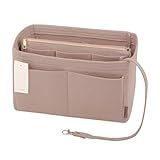 ZTUJO Purse Organizer Insert, Felt Bag Organizer with Metal Zipper, Handbag & Tote Shaper, For Speedy Neverfull Tote, 7 Sizes(Slender Medium, Beige)