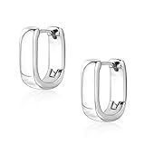 925 Sterling Silver Earrings Small Chunky Silver Hoop Earrings for Women Trendy Hypoallergenic Small Thick Huggie Hoops Earring