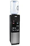 Igloo Top Loading Water Cooler – Hot & Cold Dispenser – Black & Stainless Steel, Holds 3 & 5 Gallon Jugs, Child Safety Lock – for Homes, Kitchens, Offices, Dorms