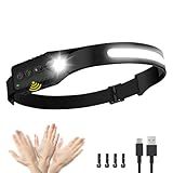 Rechargeable LED Headlamp, 400 Lumens, 230° Wide Beam, USB-C, IPX4, 5 Modes — Lightweight, Adjustable Headband; Hard Hat Clips for Camping, Hiking, Running, Repairs & Gift