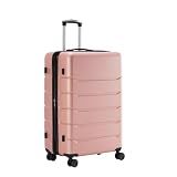 Sweetcrispy 20 Inch Carry On Luggage, Suitcase with Spinner Wheels | Expandable, ABS Hard Shell, Lightweight, Rolling, Smooth, TSA Lock, Business Trips, Short Vacations, Pale Pink