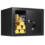0.23 Cuft Small Home Safe Box, Steel Key Lock Boxes for Personal Items, Coins, Electronics, Mini Security Safe Box for Kids, Home, Hotel