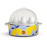 bella Electric Egg Cooker, 7 Eggs Capacity Tray, Single Stack, for Poached, Scrambled, Hard, Medium & Soft Boiled Eggs, Omelets and Steamed Dumplings, Auto Shutoff, 360 Watt, Blue Lemon Drop