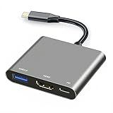 USB C to HDMI Multiport Adapter with Charging Port, HDMI to USB C Hub Adapter for Monitor to Laptop, USB-C to USB 3.0 Adapter 10Gbps, USBC HDMI Adapter 4K Converter for Mac iPad pro MacBook Chromebook