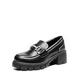 DREAM PAIRS Loafers for Women Platform Chunky Loafers,Black,8