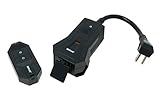 Southwire Woods Outdoor Indoor Wireless Remote Control Outlet Kit - Convenient Lighting Controller - Grounded Outlet with Safety Cover - Long-Range Remote Controlled Switch - Black
