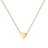 PAVOI 14K Yellow Gold Plated Heart Necklace | Cute Dainty Love Pendant Necklaces for Women - Valentines Day Trendy Jewelry