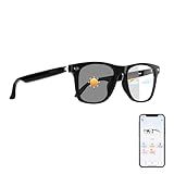 AI Translation Glasses, Smart Glasses Powered by Chat GPT, Photochromic Lenses, Support 160+ Languages, Real-Time Translation via APP, Bluetooth Glasses for Men & Women, Meeting Travel Trade (Black)