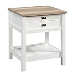 Sauder Cottage Road Nightstand, Farmhouse Style, Soft White with Oak Top