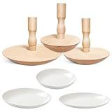 GeryVtee 3 Pack Pottery Molds for Handbuilding 4.5" 5.5" 6.5" Thickness 2.5'' Plaster Molds Wood Pottery Tools with Handle for Ceramic Top Forms DIY Bowls Plate Dish Slump Press Art Making