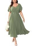 SCOMCHIC Women's Plus Size Cocktail Dress Sage Green