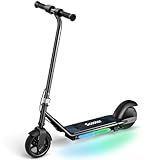 iScooter IK3 Electric Scooter for Kids Ages 6-12, 150W Motor, LED Display, 3 speeds Adjustable, Colorful Lights, Double Brake, Kids Electric Scooter with Magnetic Charging (IK3,Black)
