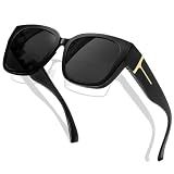 KANASTAL Fit Over Glasses Sunglasses for Women Men Polarized Oversized Design Shades with UV400 Protection Fashion Square Accessories Black