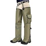 JLDTOP Snake Gaiters, Chaps for Men and Women, Durable Total Protection for Ankle to Thigh, Waterproof Guards, Adjustable Snake Protection for Legs (Green)