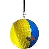 Impact Ball New & Improved, Patented Ultimate Golf Training Aid, Swing Practice Tool with Lanyard, Premium Golf Swing Trainer (Large - Blue/Yellow)