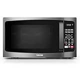 TOSHIBA ML-EM09PA(BS) Small Microwave Oven with 6 Auto Menus, Mute Function & Child Lock, LED Lighting, 0.9 Cu Ft, 10.6 Inch Removable Turntable, 900W, Countertop, Black Stainless Steel