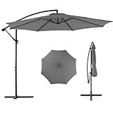 OLIXIS 10FT Offset Patio Umbrella, Cantilever Patio Umbrellas, Outdoor Sun Shade with Easy Tilt Adjustment, 8 Ribs, UV Protection for Backyard, Lawn, Garden and Pool, Grey