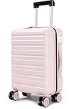 Lekesrping Underseat Carry On Luggage for Women, 16 Inch Stylish Lightweight Under Seat Carry on Suitcase with Multi-Compartment Layers & 360° Wheels for Airline TAS approved, Light Pink