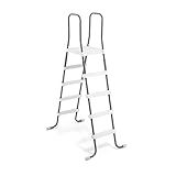 Intex 28067E Steel Frame 52" Pool Entry Step Ladder with Secure Non-Slip Steps for Above Ground Outdoor Swimming Pools, Silver