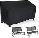 Hengme Outdoor Glider Bench Cover, Waterproof Patio Porch Loveseat Covers for Yard Rocking Swing Chair, Garden 2-Person Sofa, Black, 48" W x 29" D x 36" H