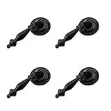 FarBoat 4Pcs Tear Drop Knobs Pulls Pendant Antique Decorative for Cabinet Drawer Closet Dresser Jewelry Box with Screws(Black, 65x28mm/2.6x1.1inch)