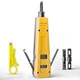 VCELINK Punch Down Impact Tool with 110 and 66 Blades, Network Wire Punch Down Impact Tool Kit, Keystone Impact Terminal Insertion Tools, Network Cable CAT6/CAT5/CAT3 Stripper