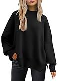 LILLUSORY Oversized Sweaters for Women 2025 Fall Fashion Outfits Trendy Crewneck Knit Cute Lightweight Sweater Pullover Tops Long Sleeve Shirts Winter Clothes Black L