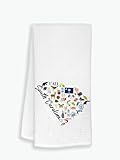 Moonlit93 South Carolina State Map Kitchen Towel, U.S. State Souvenir Tea Towel, Multi-Purpose Towel, Soft & Absorbent, Polyester, White