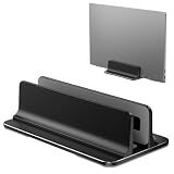 GleYo Vertical Laptop Stand for Desk Aluminum Book Holder with Adjustable Slot Desktop Accessories for MacBook Pro/Air Gaming Laptops, Black
