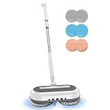 Cordless Electric Spin Mop, Electric Floor Cleaner with Water Sprayer & LED Headlight, 50mins Working Time, 290ml Water Tank, Adjustable Tube, Self-Propelled Multi-Surfaces Floor Mop for Home Cleaning