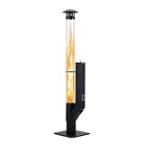 COWVIE 56 Inch Patio Wood Pellet Heater with Rain Cap & Viewing Window – Portable Pellet Fire Pit for Patio, Backyard, Camping, Beach, Balcony