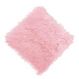 NINGDAN 12inch Square Small Faux Fur Sheepskin Cushion Soft Plush Area Rug,Photo Background for Small Product Desktop Photography,Display and Decor,Jewelry,Nail Art,Locker Accessories (Pink)