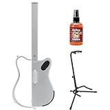 LAVA GENIE 9270002 Sampler Guitar, No Strings Attached, Hundreds of Instrument Presets, Onboard Speaker, White, 30.5 inch Bundle with Rok-It Tripod Guitar Stand, Goby Labs GLS-104 Microphone Sanitizer