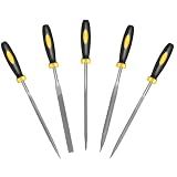 Zigdiptek Mini Metal Needle File Set, 5pcs, Small Hand Files Set for Detail and Precise Work, Hardened Alloy Strength Steel File Tools Includes Round, Bi Half-Round, Flat, Square, Triangular File