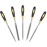 Zigdiptek Mini Metal Needle File Set, 5pcs, Small Hand Files Set for Detail and Precise Work, Hardened Alloy Strength Steel File Tools Includes Round, Bi Half-Round, Flat, Square, Triangular File