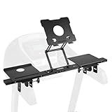 INMAKER Treadmill Desk Attachment, Universal Treadmill Laptop Holder Adjustble Height Width, Aluminum Laptop Stand for Treadmill with Tray Black