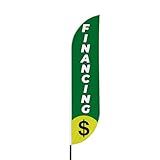 Financing Sign feather flag for Outdoor by Mavis Print | 11.5 FEET Long Polyester Outdoor Banner Flag for Easy Hang | HD Print Swooper I Flag Only for Insurance Advertising | Made in USA I Flag Only