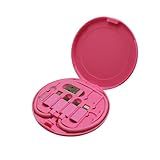 ZALUJMUS Multifunctional Data Cable Storage Box Adaptor for USB-C and Micro-USB Devices Universal Data Transfer Cable (Dark Pink)