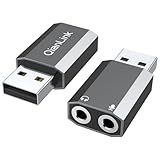 QianLink USB to 3.5mm Audio Adapter (2-Pack),External Stereo Sound Card with Dual TRS 3-Pole 3.5mm Headphone and Microphone Jack for PS4/PS5/PC/Laptop, Built-in Chip Mic-Supported Headphone Adapter