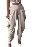 NRTHYE Womens Pleated Dress Pants High Waisted Baggy Wide Leg Palazzo Slacks Work Trousers Business Casual Pants
