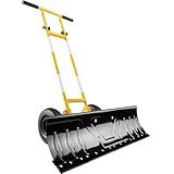 Best Choice Products 36in Galvanized Blade Heavy-Duty 2-Wheel Snow Pusher Hand Plow for Snow Removal w/Wheels, Adjustable Handle, Blade Angle - Yellow