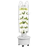ALTO GARDEN GX Hydroponic Tower | Vertical Planter Tower | Hydroponics Growing System Kit | Food Grade with 24 Net Pots (with LED Grow Lights)