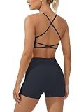 2 Piece Workout Sets for Women Criss Cross Back High Waisted Biker Shorts No Front Seam Butt Lifting