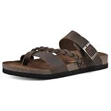 WHITE MOUNTAIN Shoes Hazy Footbed Sandal, Brown/Leather, 10 M
