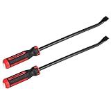 TOOLEAGUE Utility 2Pcs Pry Bar Set,18-Inch Mechanic Hand Tools with Thicker Strike Cap Handle, Heavy Duty Pry Bar Tools for Automotive,Home&Garage DIY Job
