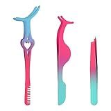 3pcs Lash Tweezers Set, Stainless Steel Eyelash Applicator Tool Gradient Color Eyelash Tweezers for False Lashes Eyelash Extension Tweezers for Classic Lashes False Lashes Makeup