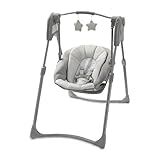 Graco Slim Spaces Compact Baby Swing, Space Saving Portable Bay Swing with Height Adjustable Legs & Soft Toys, Reign