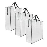 3 Pack Clear Storage Bags with Zipper and Handles, Blanket Bags For Closet Storage, Moving and Packing Supplies for College, Underbed Storage Organizer for Clothes Pillow Bedding Christmas Wreath